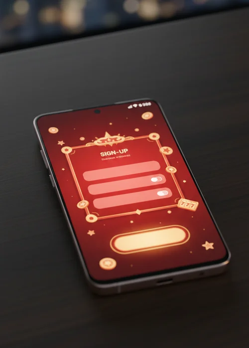 Bitking Casino registration form displaying email, password fields, and age confirmation for new players.